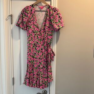 Lilly Pulitzer Floral Wrap Dress in Pink and Green